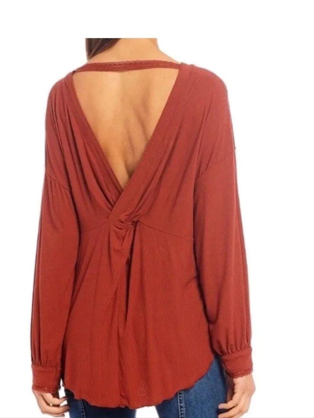 Free People Shimmy Shake Knit Top Cowboy Rust Size Small